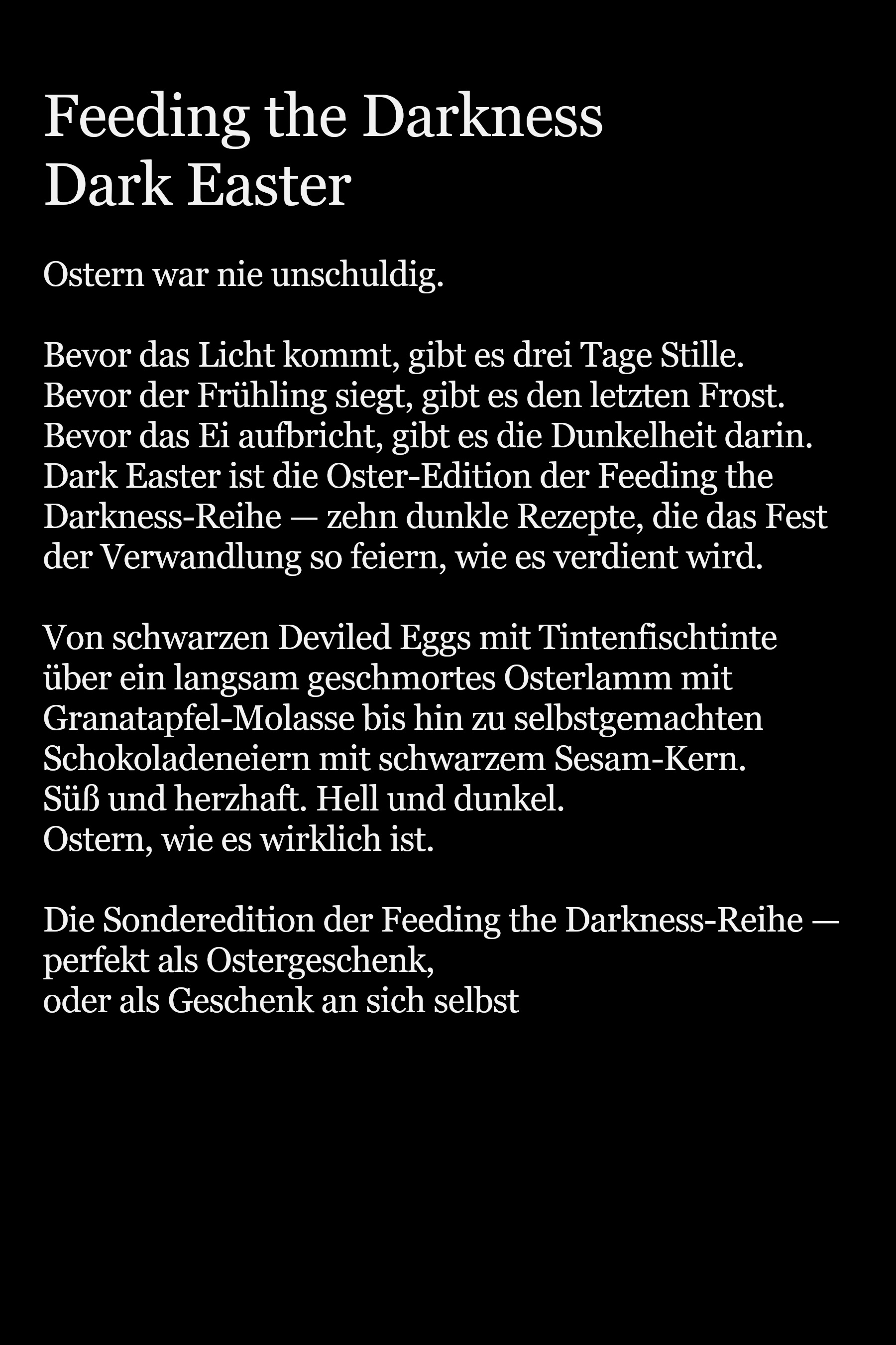 Feeding the Darkness Dark Easter – Backcover